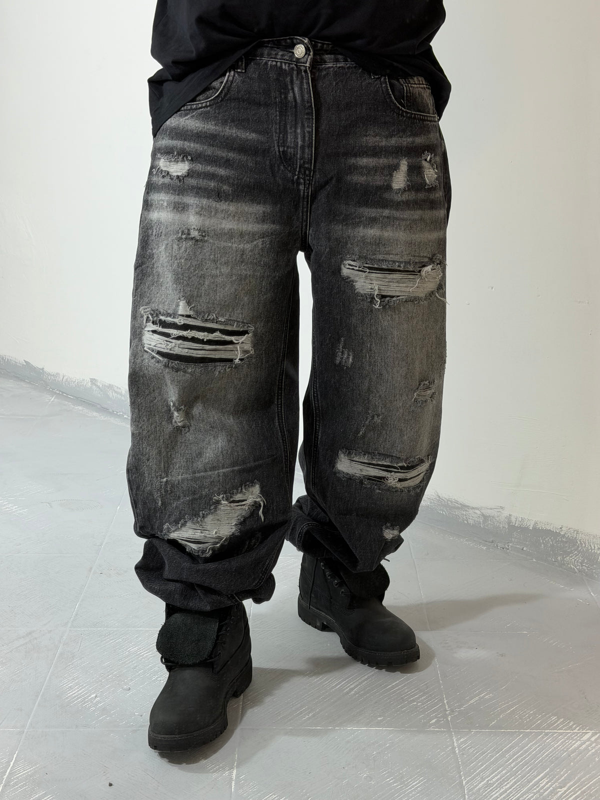 Jeans Baggy Distressed Black