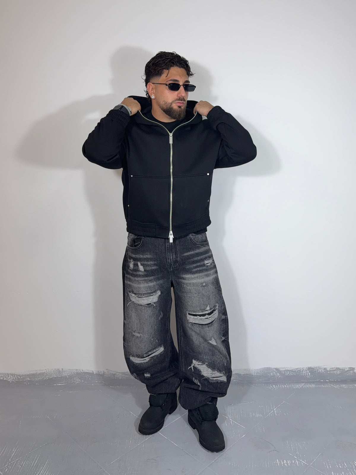 Jeans Baggy Distressed Black