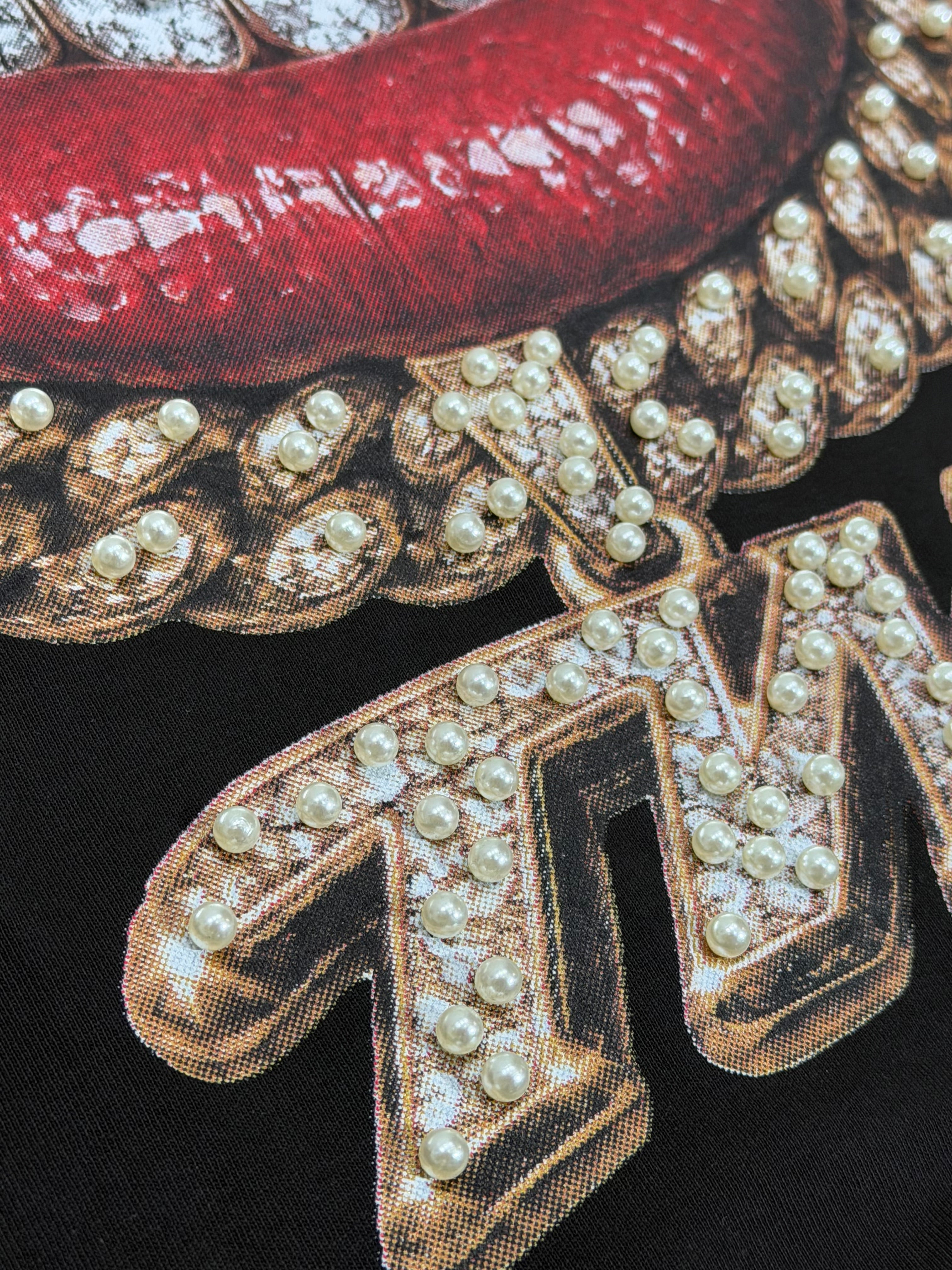 T-shirt Mouth Strass Black