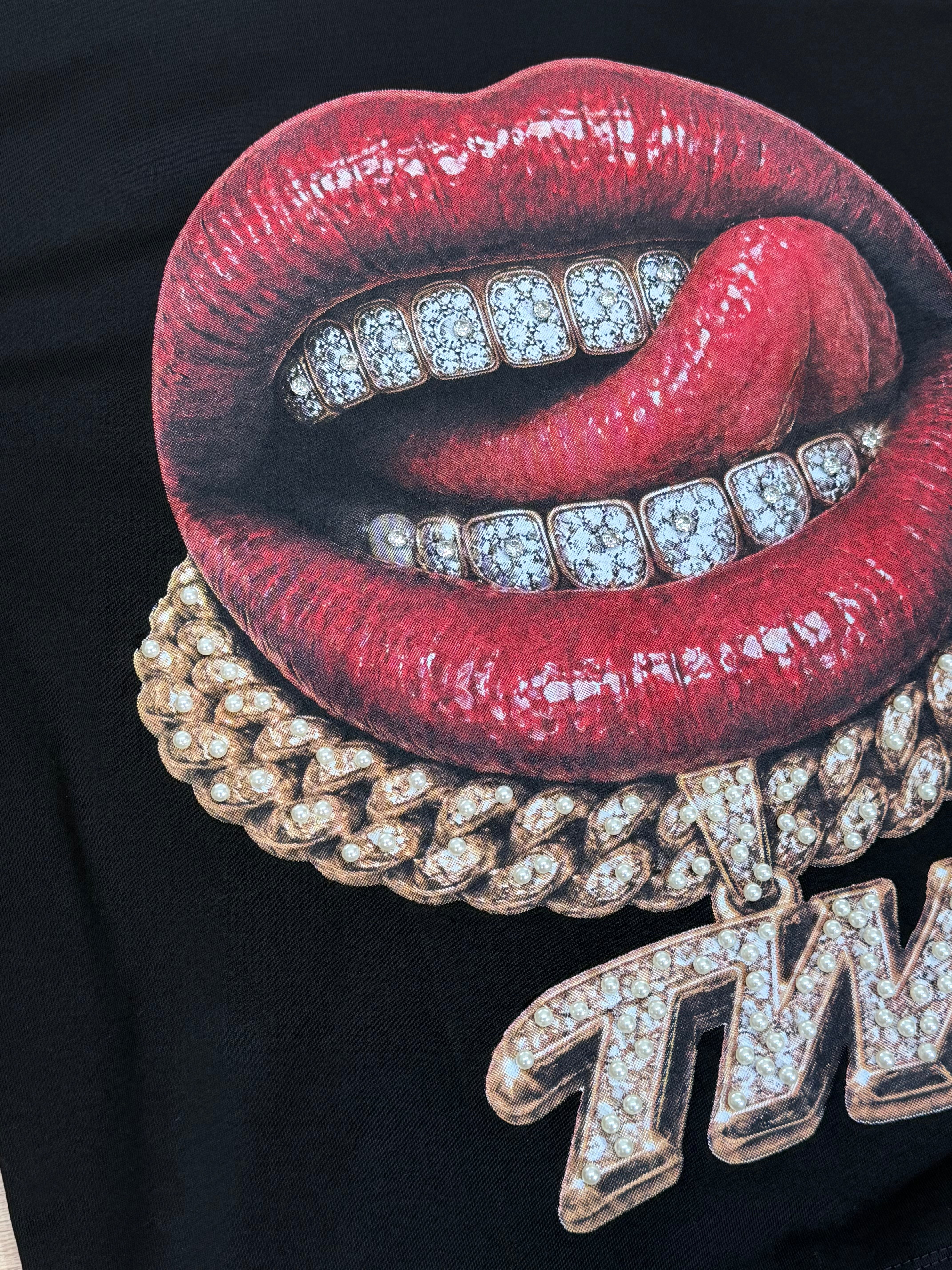 T-shirt Mouth Strass Black