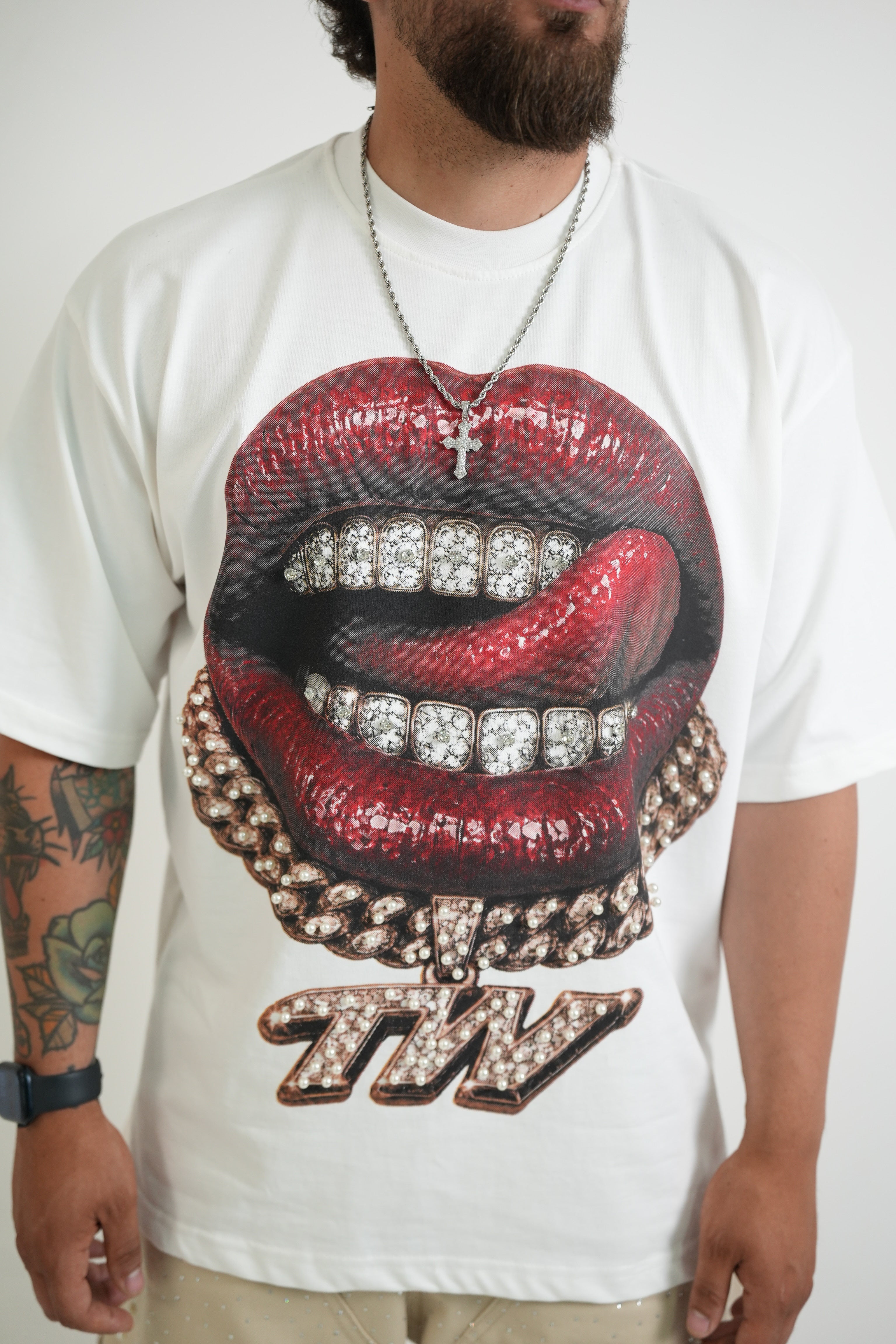 T-shirt Mouth Strass