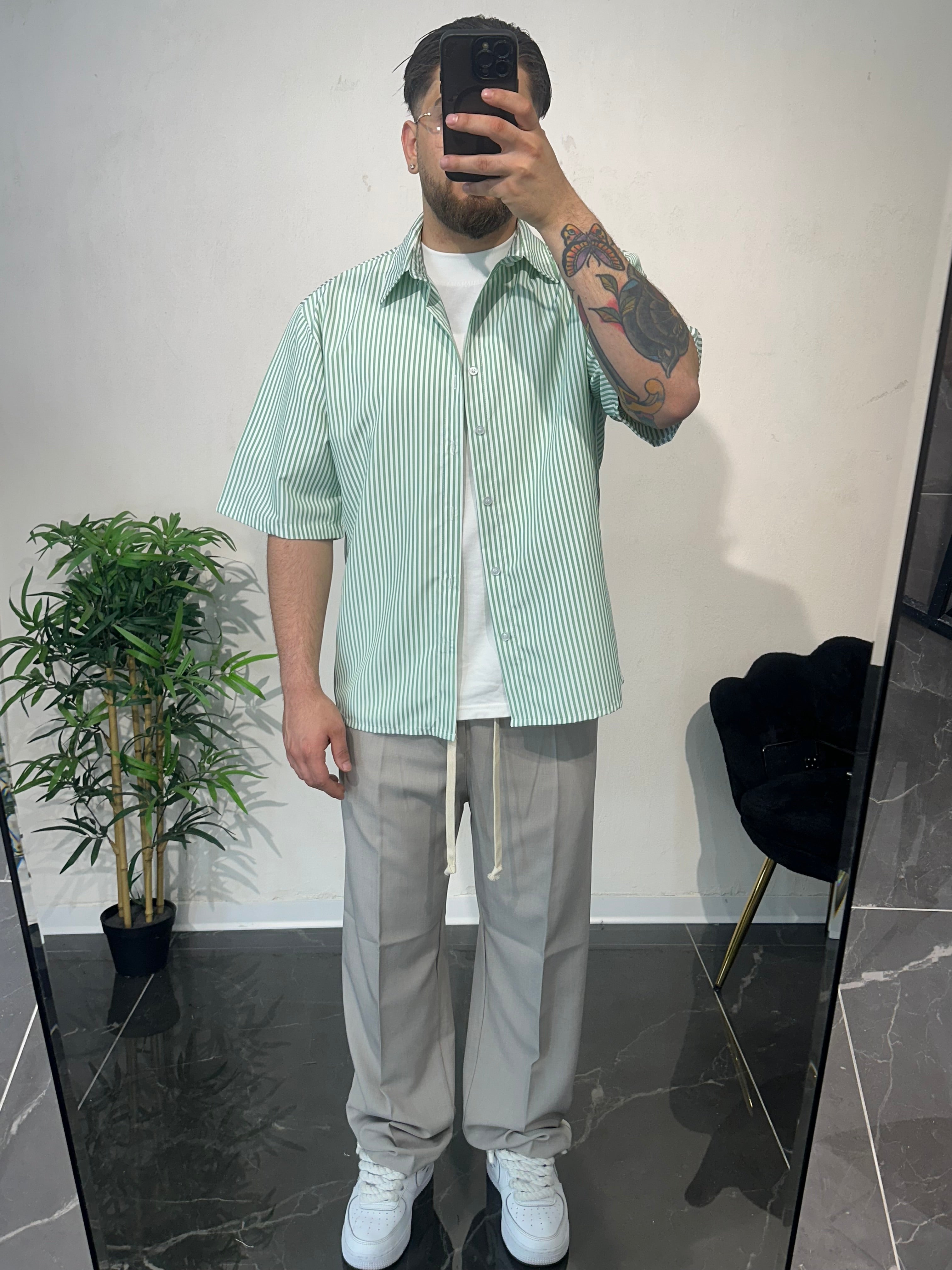 Camicia Mille Righe menta