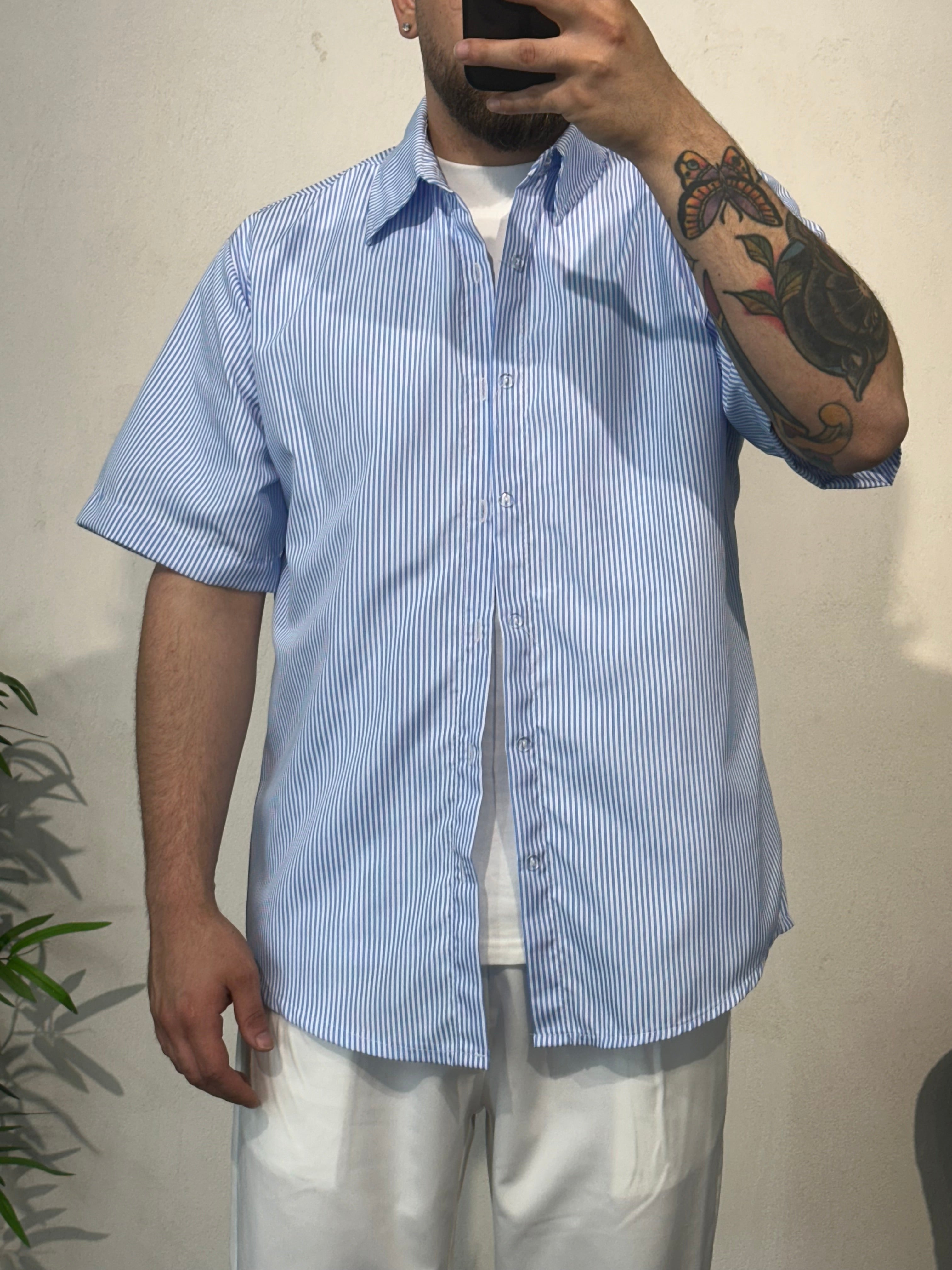 Camicia Mille Righe Azzurra